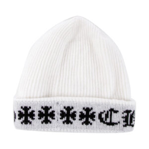 Chrome Hearts is a luxury fashion brand that produces a variety of high-end clothing and accessories, including beanies. It is possible that the Chrome Hearts Big Daddy Cashmere Beanie in white is a beanie made of cashmere and designed by Chrome Hearts. However, I do not have specific information about this specific product.